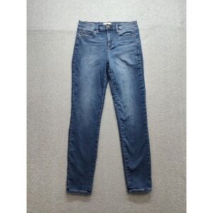 Nicole Miller Women Jean 4 Blue Denim Cotton Blend Skinny Fit High Rise Stretch
